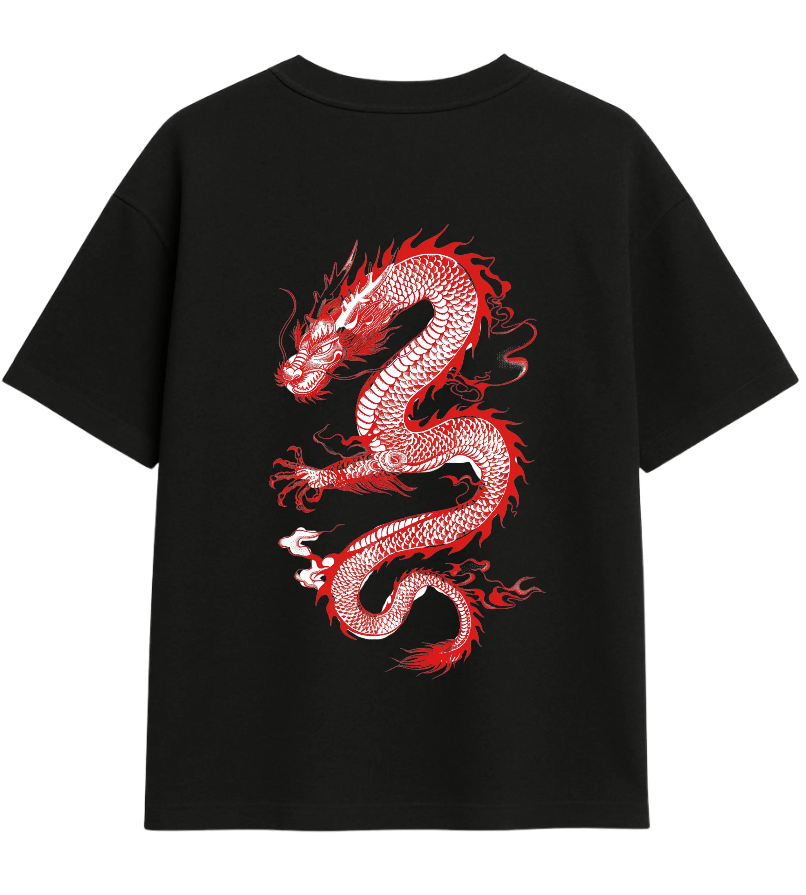 Scarlet Guardian Dragon Oversize T-Shirt Lorinfo