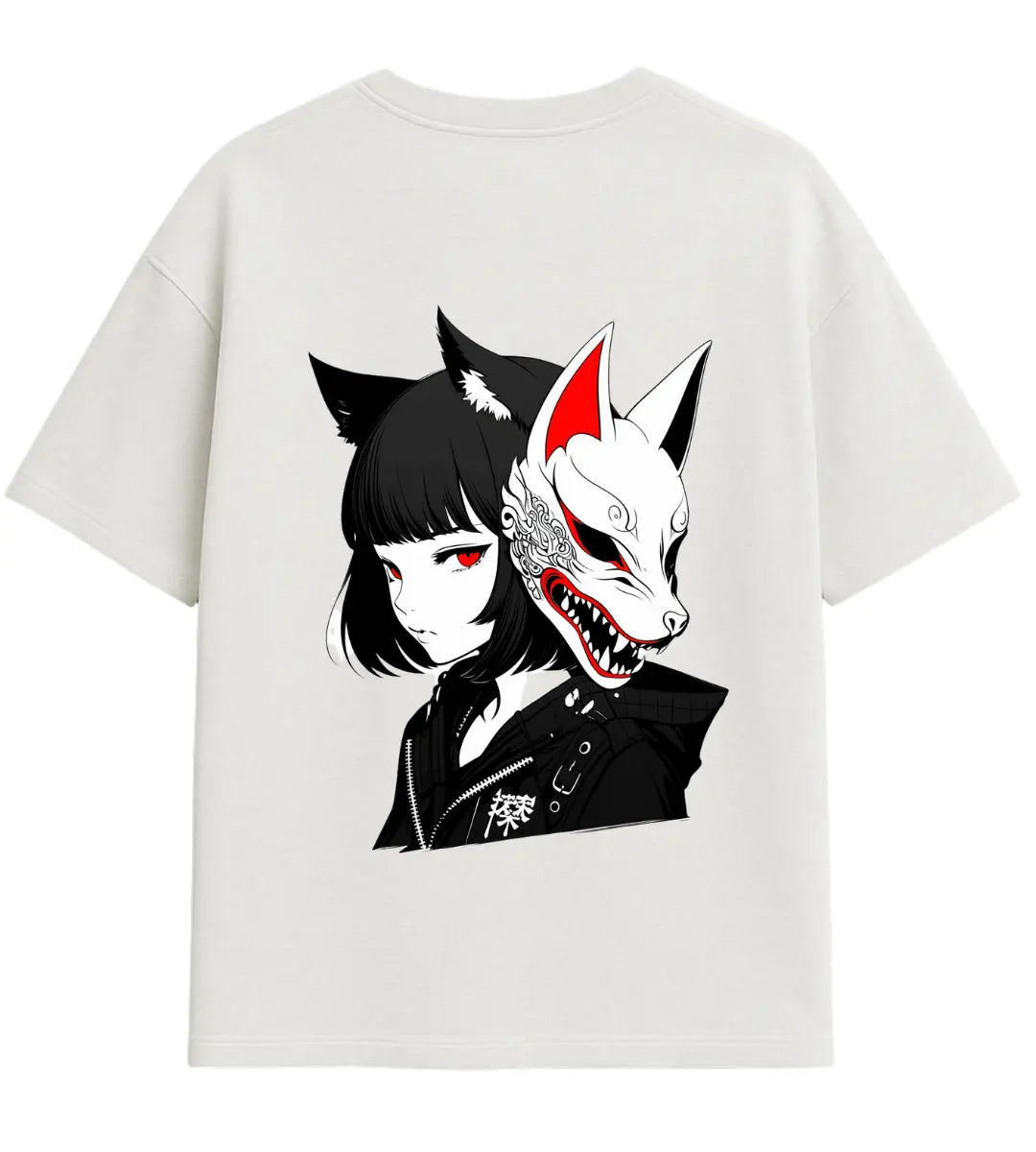 Kitsune Spirit Girl Oversize T-Shirt Lorinfo