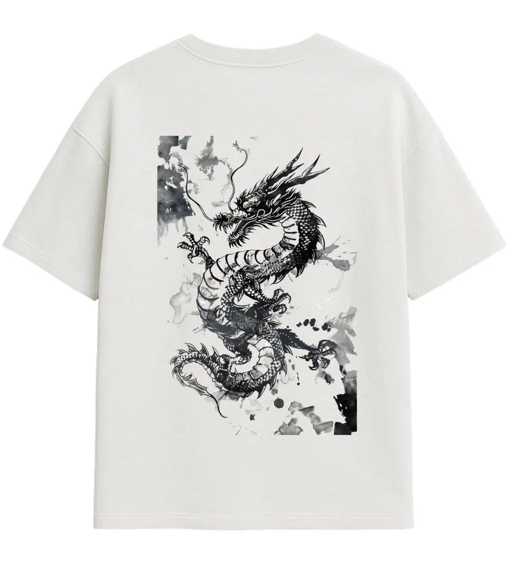 Shadow Ink Dragon Oversize T-Shirt Lorinfo