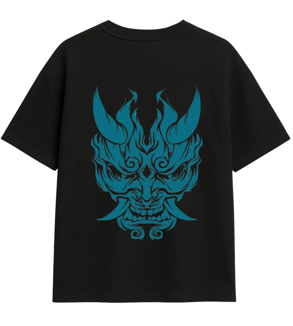 Azure Oni Flame Oversize T-Shirt Lorinfo