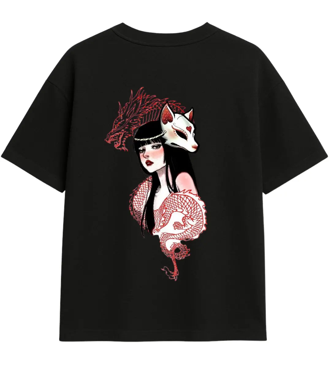 Dragon & Kitsune Oversize T-Shirt Lorinfo