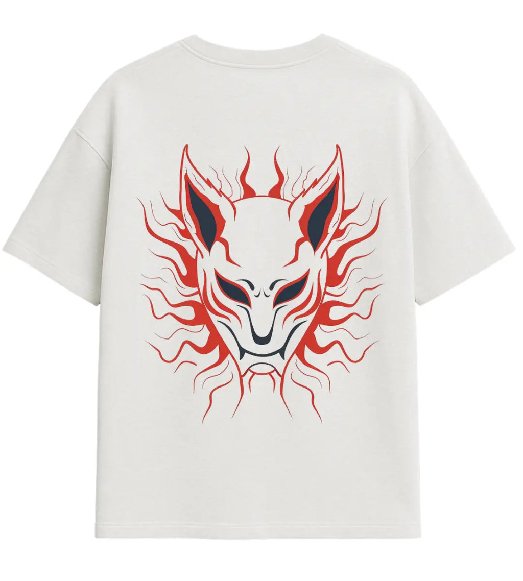 Solar Kitsune Mask Oversize T-Shirt Lorinfo
