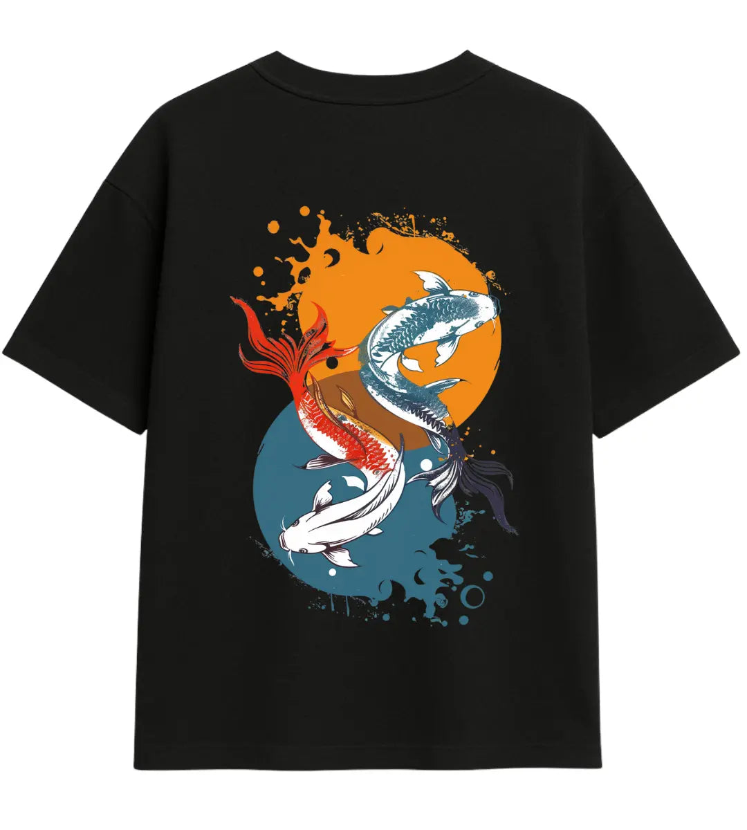 Yin Yang Two Koi Oversize T-Shirt Lorinfo