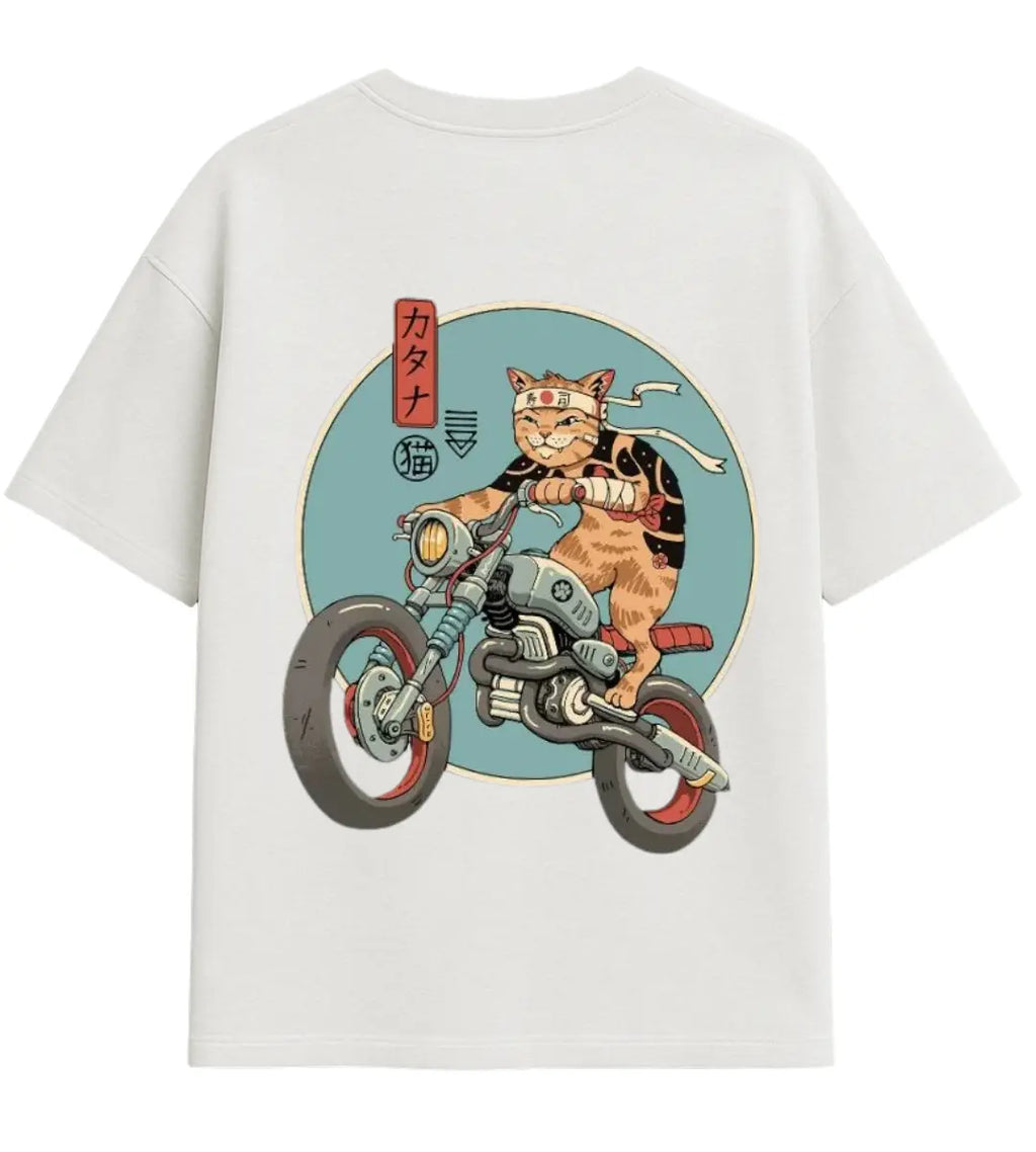 Biker Cat Oversize T-Shirt Lorinfo