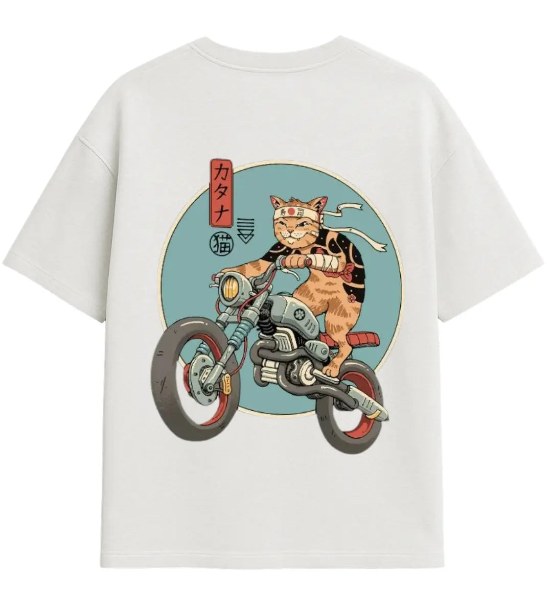 Biker Cat Oversize T-Shirt Lorinfo