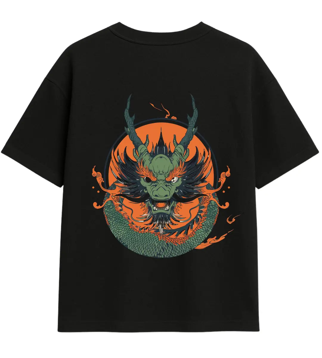 Emerald Flame Dragon Oversize T-Shirt Lorinfo
