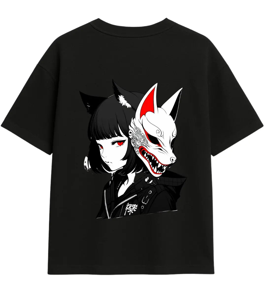 Kitsune Spirit Girl Oversize T-Shirt Lorinfo