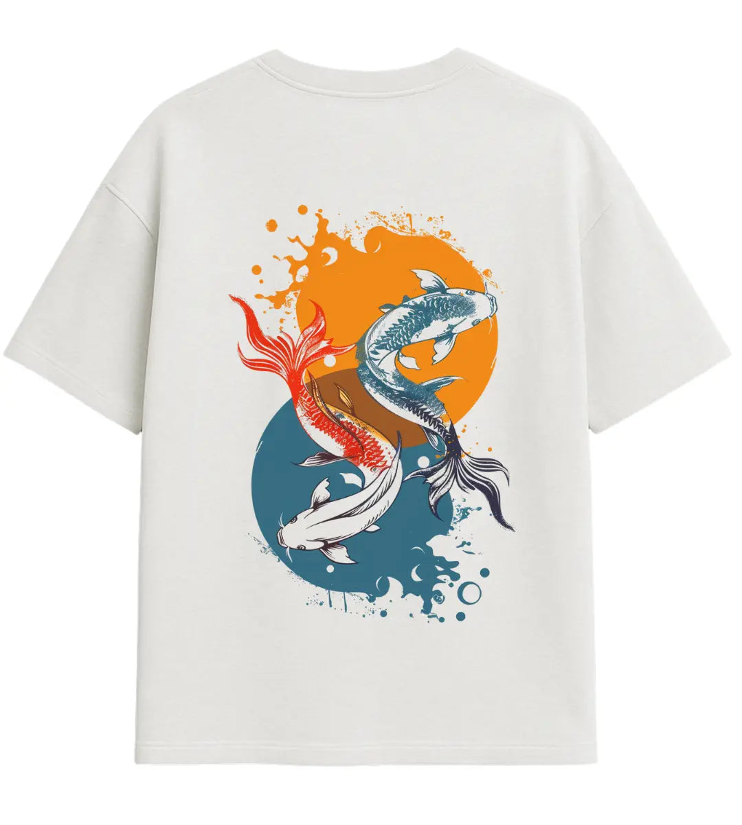 Yin Yang Two Koi Oversize T-Shirt Lorinfo