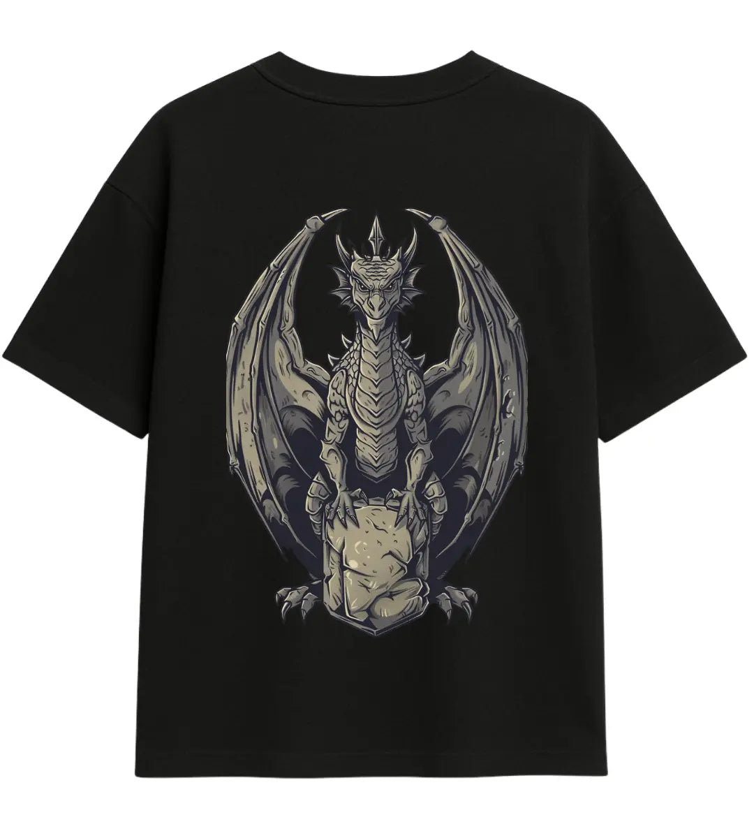 Stone Dragon Sentinel Oversize T-Shirt Lorinfo