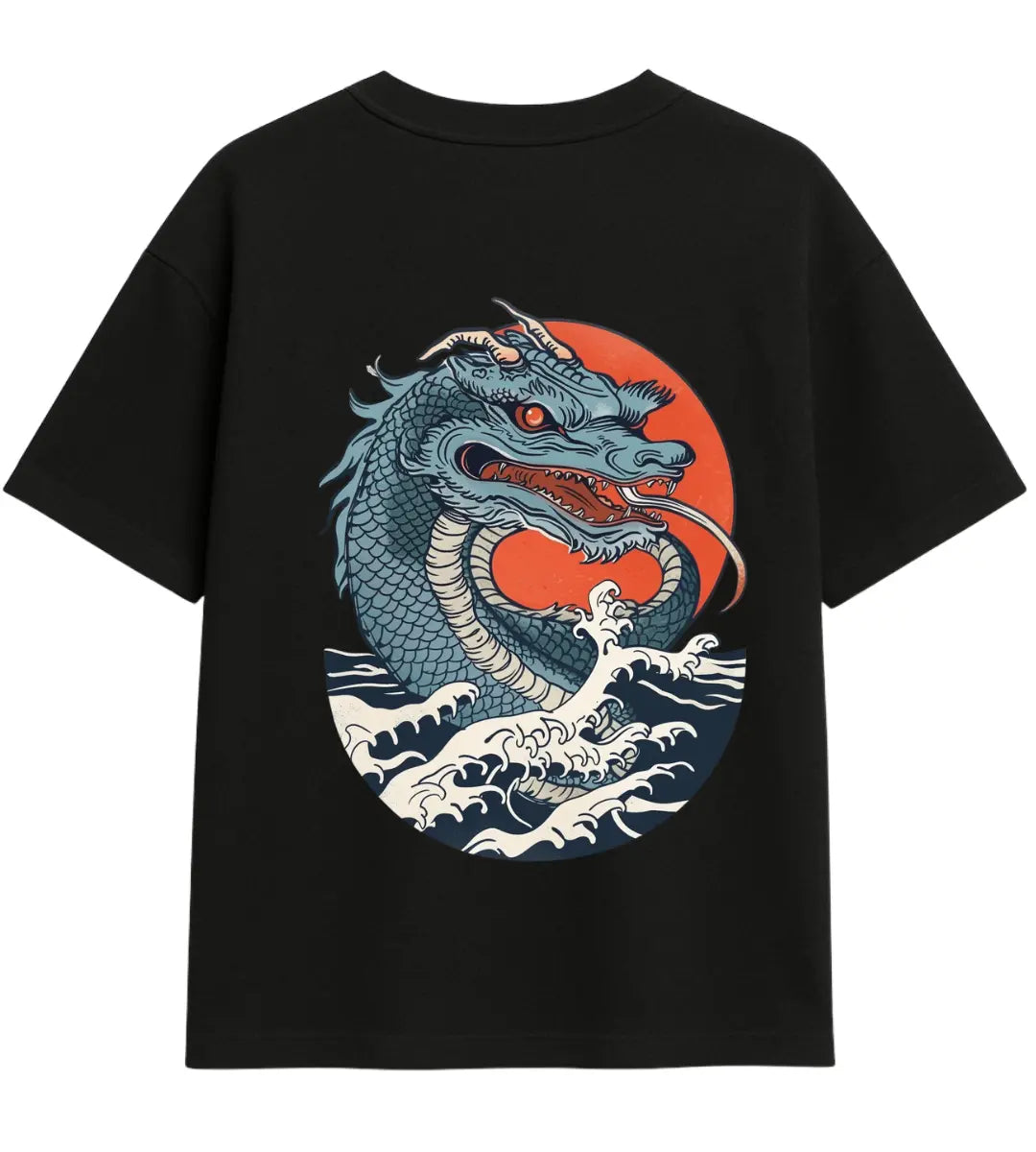 Sunrise Serpent Dragon Oversize T-Shirt Lorinfo