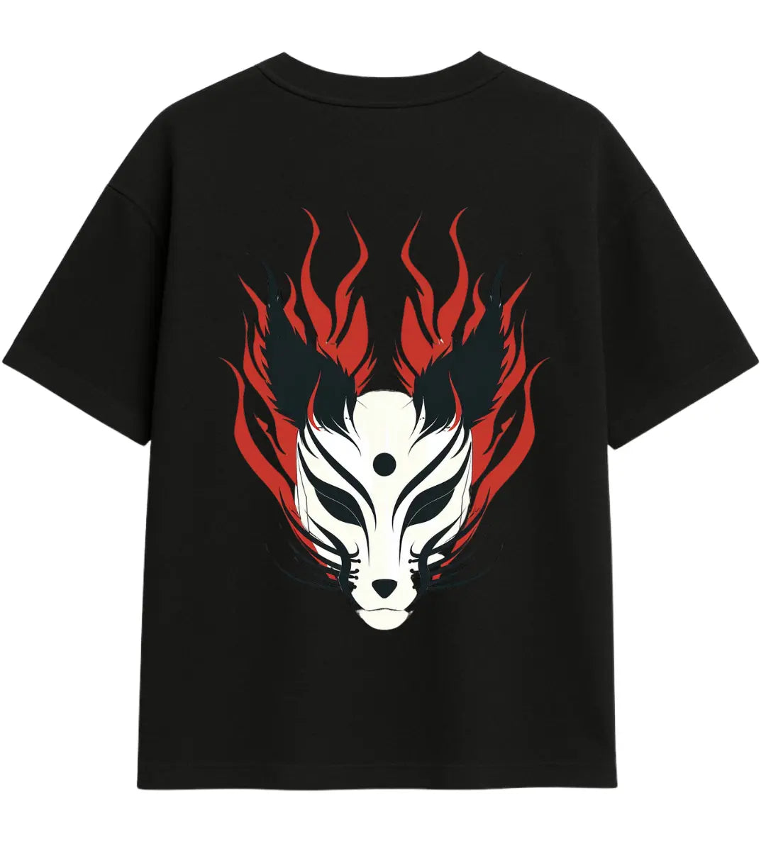 Flame Spirit Kitsune Oversize T-Shirt Lorinfo