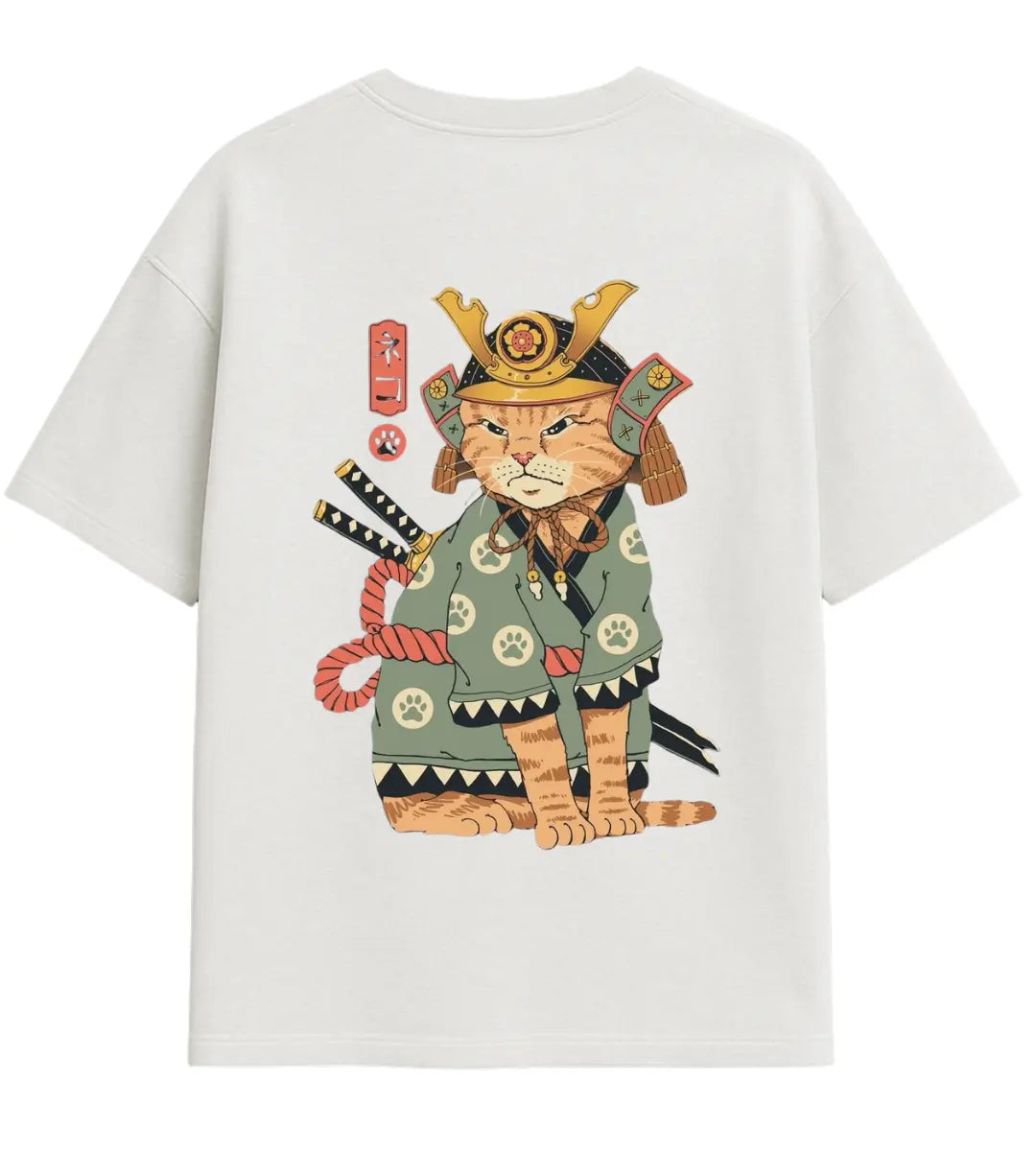 Samurai Cat Oversize T-Shirt Lorinfo