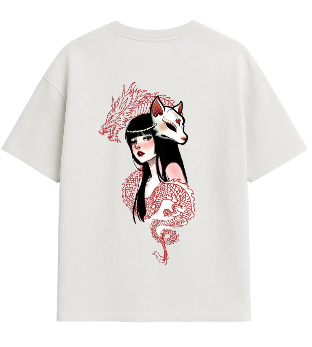 Dragon & Kitsune Oversize T-Shirt Lorinfo