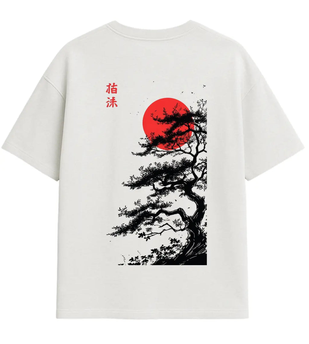 Rising Sun Tree Oversize T-Shirt Lorinfo