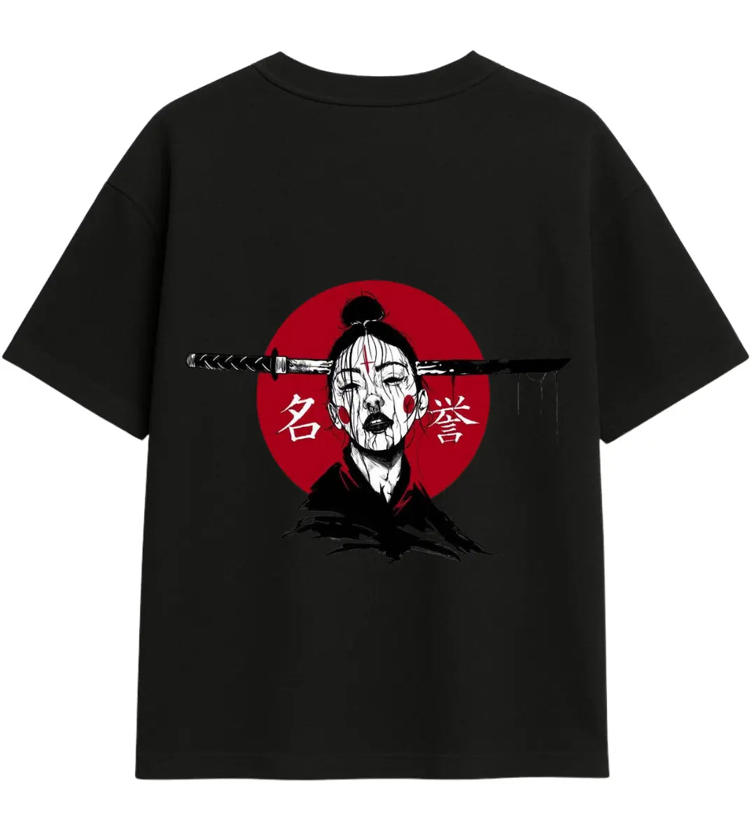 Red Moon Samurai Oversize T-Shirt Lorinfo