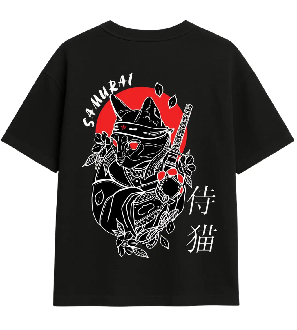 Samurai Cat Noir Oversize T-Shirt Lorinfo