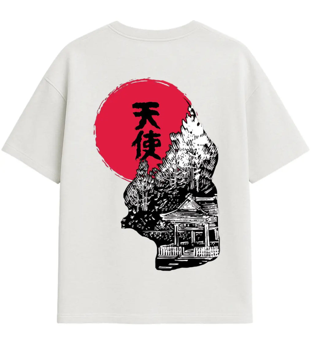 Red Sun Temple Oversize T-Shirt Lorinfo