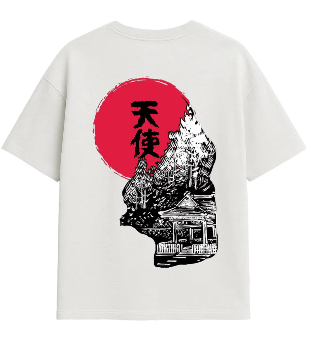 Red Sun Temple Oversize T-Shirt Lorinfo
