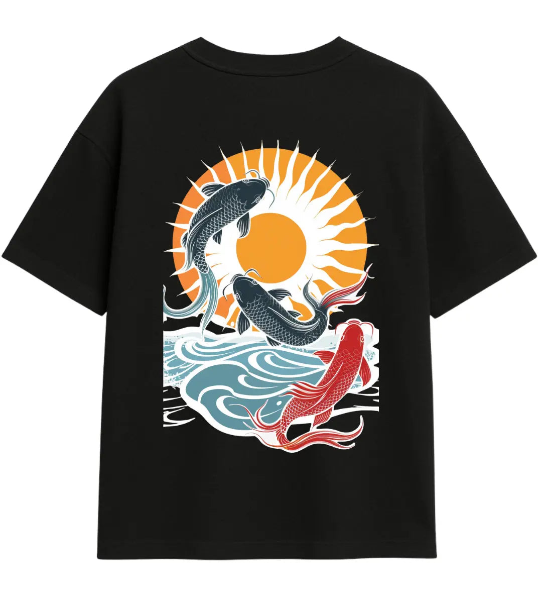 Sunrise Koi Dance Oversize T-Shirt Lorinfo