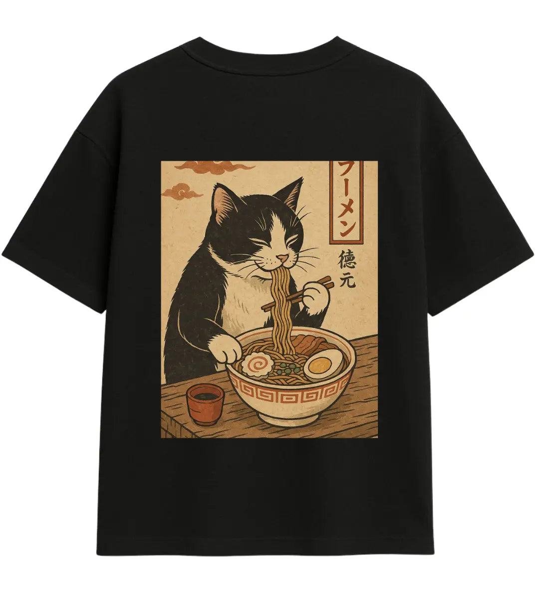 Ramen Lover Cat Oversize T-Shirt Lorinfo
