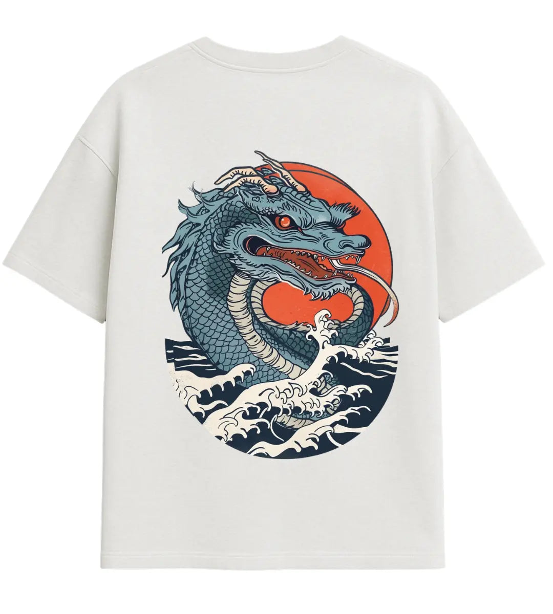 Sunrise Serpent Dragon Oversize T-Shirt Lorinfo