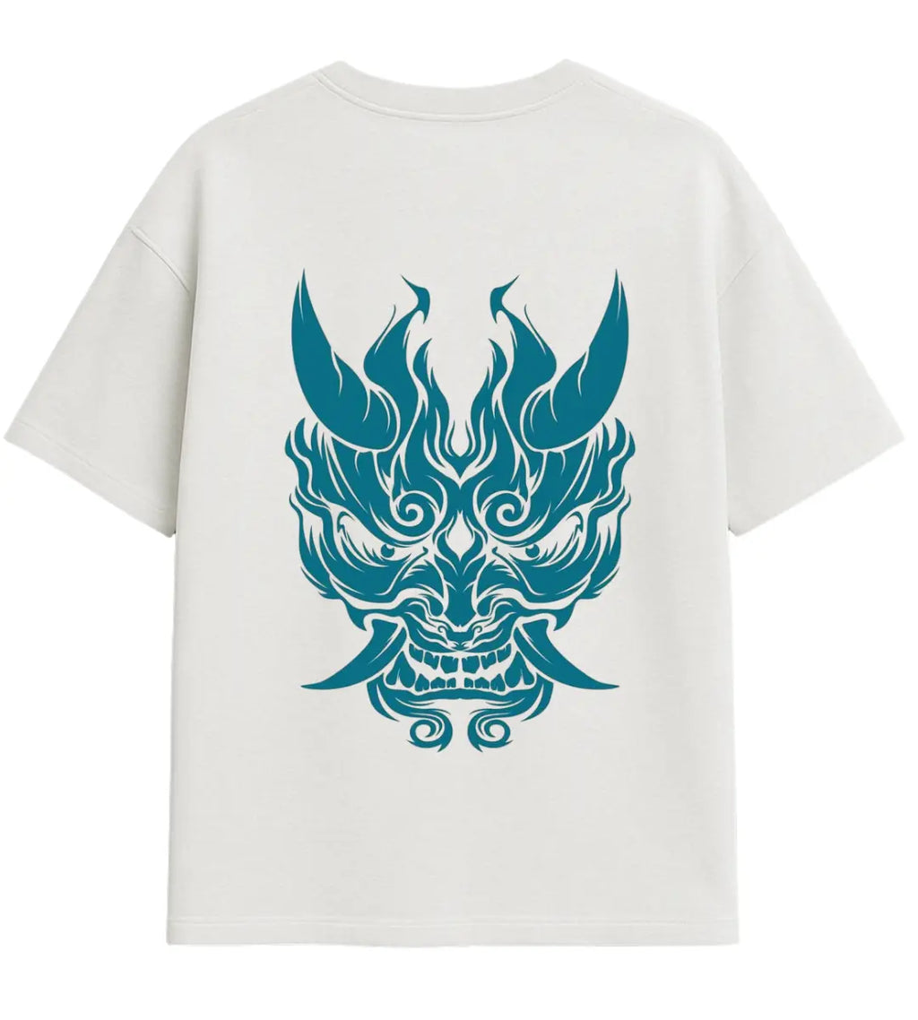 Azure Oni Flame Oversize T-Shirt Lorinfo