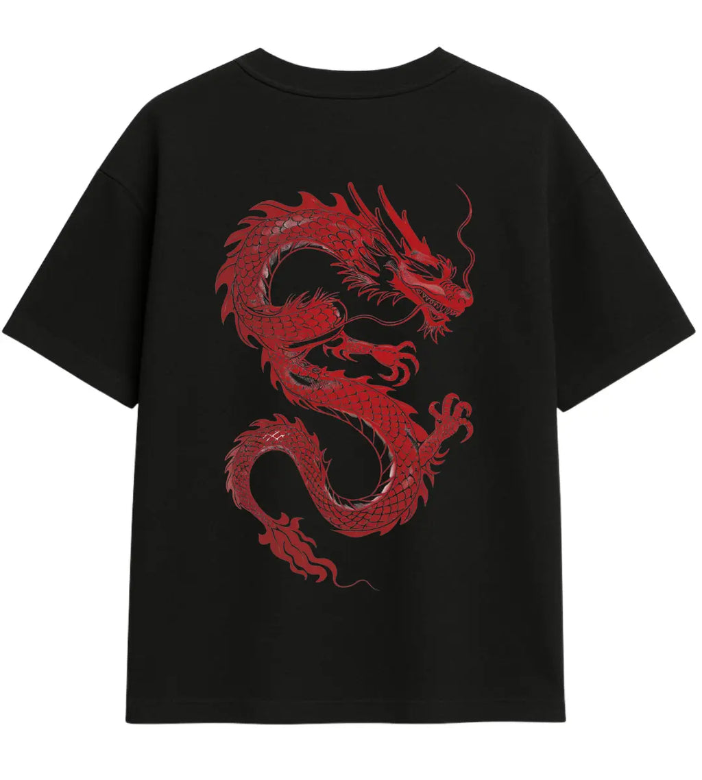 Crimson Dragon Oversize T-Shirt Lorinfo
