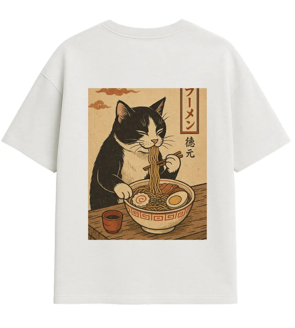 Ramen Lover Cat Oversize T-Shirt Lorinfo