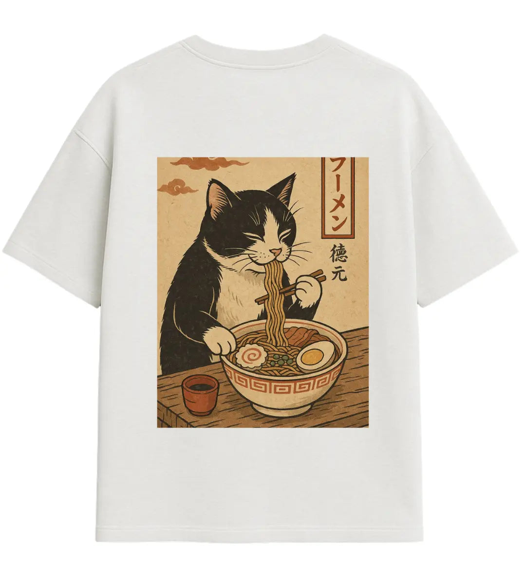 Ramen Lover Cat Oversize T-Shirt Lorinfo