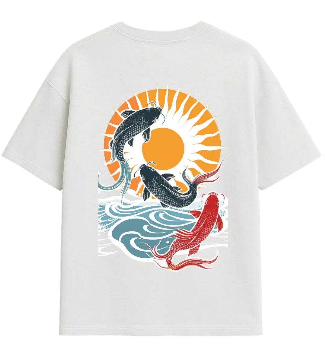 Sunrise Koi Dance Oversize T-Shirt Lorinfo
