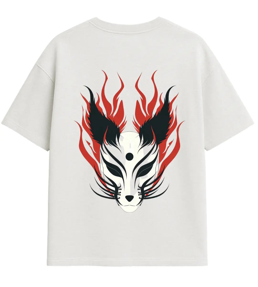 Flame Spirit Kitsune Oversize T-Shirt Lorinfo