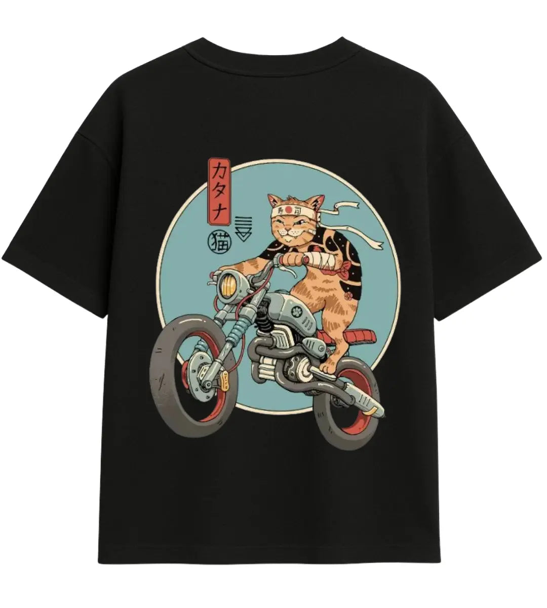 Biker Cat Oversize T-Shirt Lorinfo