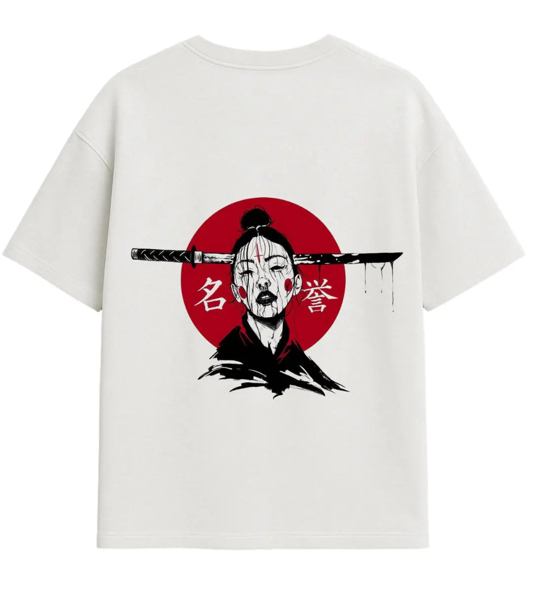 Red Moon Samurai Oversize T-Shirt Lorinfo