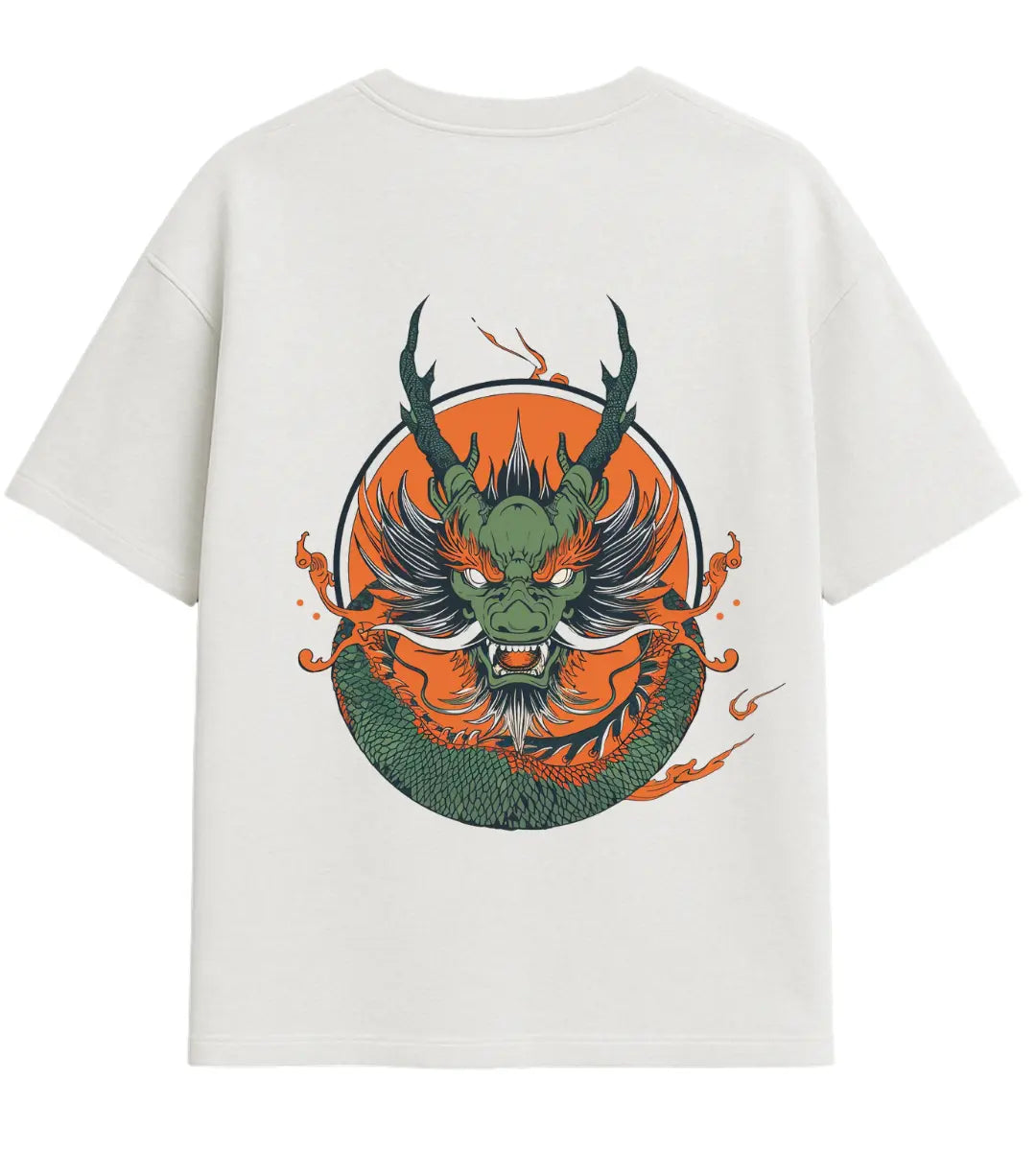 Emerald Flame Dragon Oversize T-Shirt Lorinfo