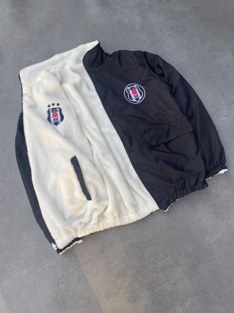 Taraftar Çift Taraflı Oversize Ceket - Siyah/Beyaz