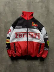 Ferrari Bomber Ceket Siyah Beyaz Kırmızı 1