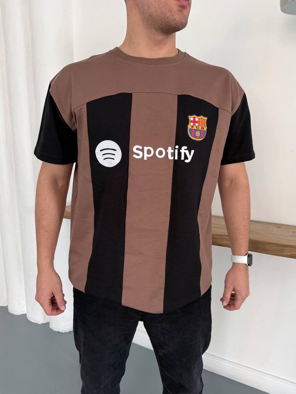Sptfy Barça Kahverengi Siyah Oversize T-shirt 6