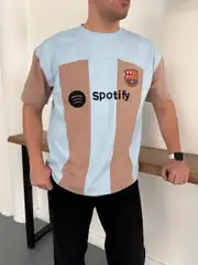 Sptfy Barça Mavi Krem Oversize T-shirt 3