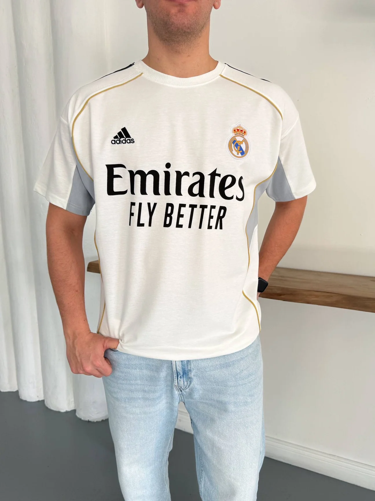 Adds Real Madrd Oversize T-shirt - Beyaz/Gri