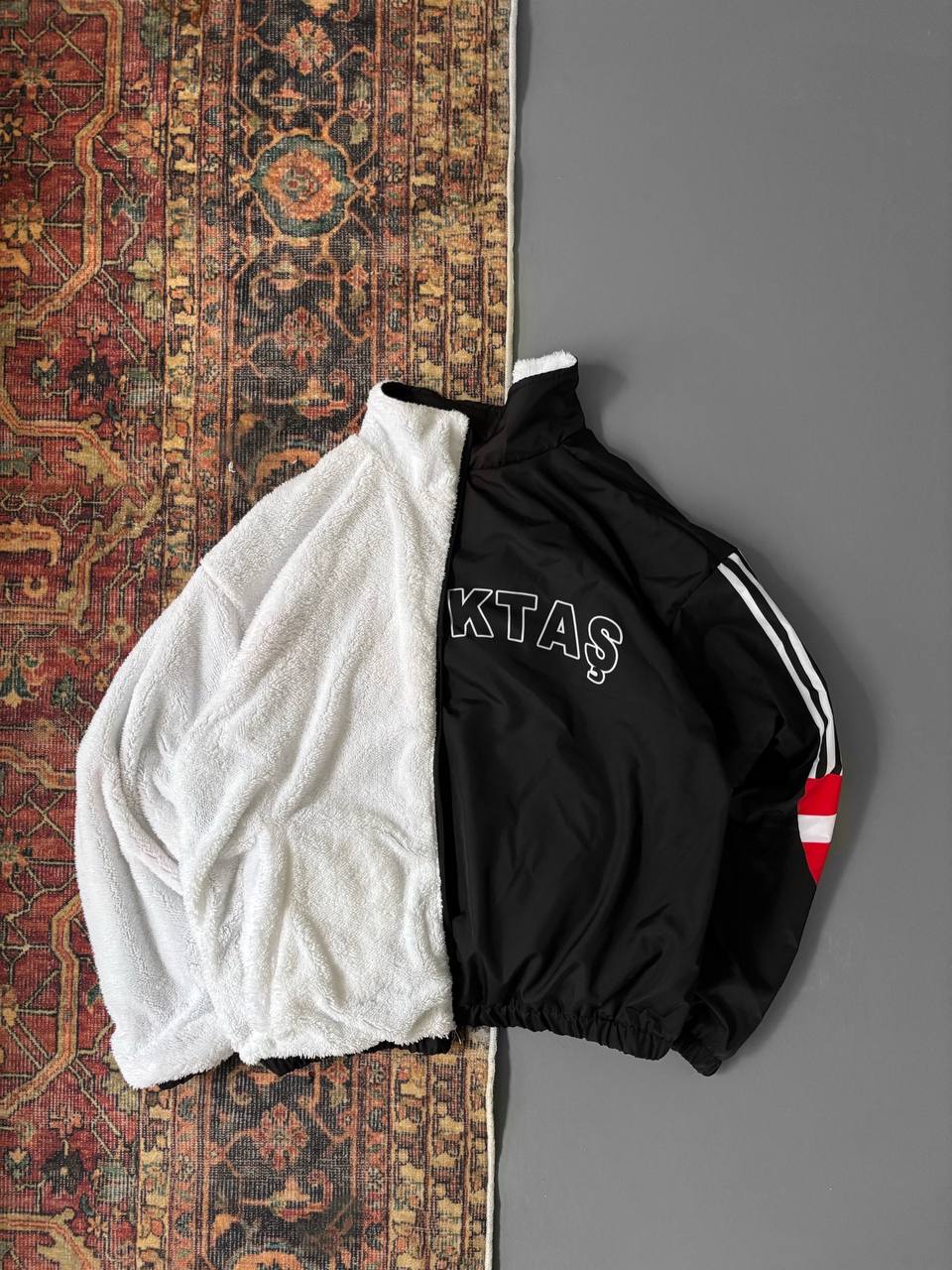 Taraftar Nostalji Çift Taraflı Ceket Siyah Beyaz