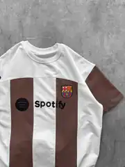 Sptfy Barça Kahverengi Beyaz Oversize T-shirt 2