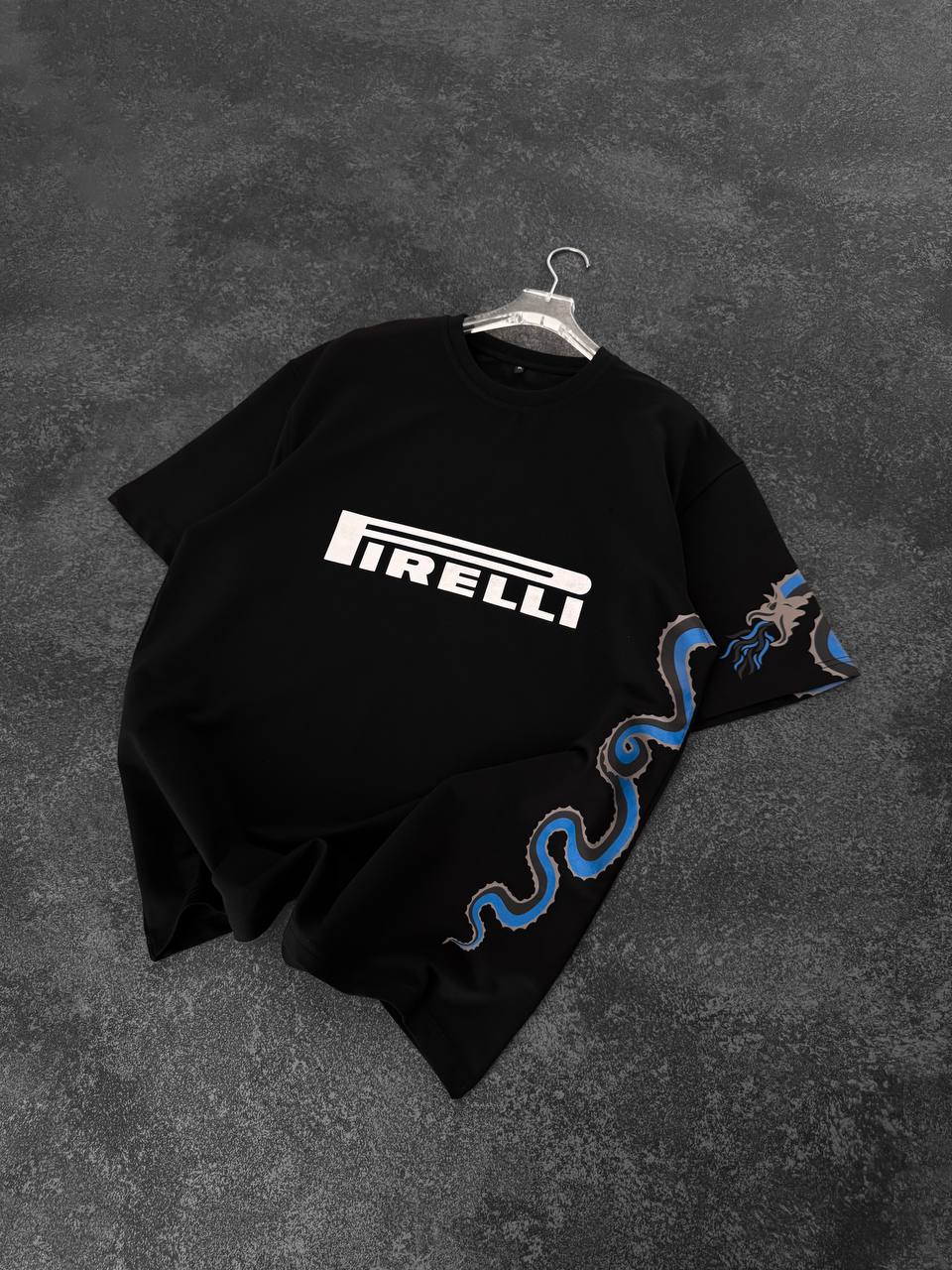Yılan Detaylı Oversize T-shirt - Siyah