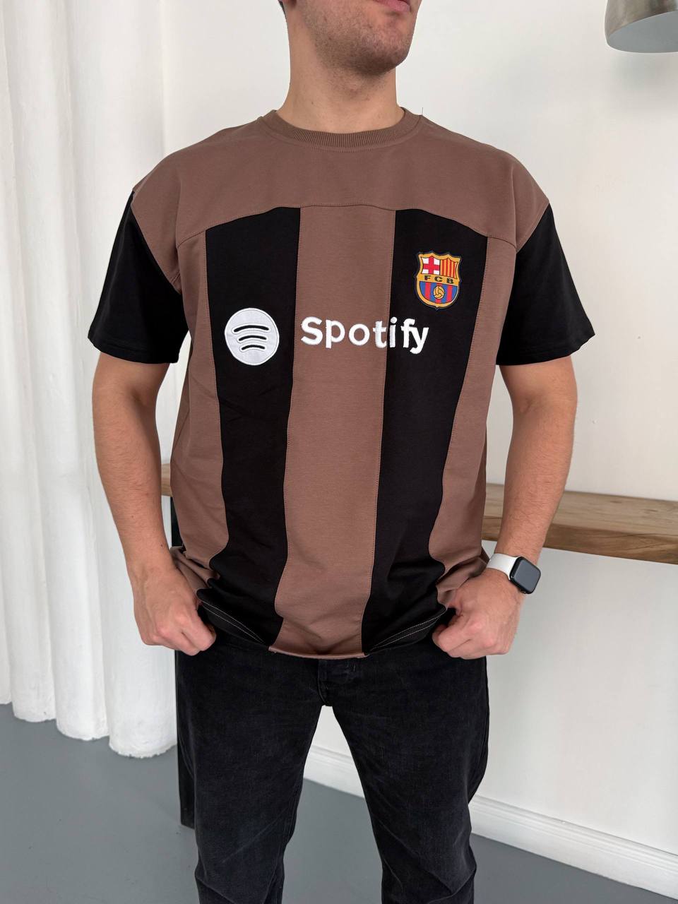 Sptfy Barça Kahverengi Siyah Oversize T-shirt 3