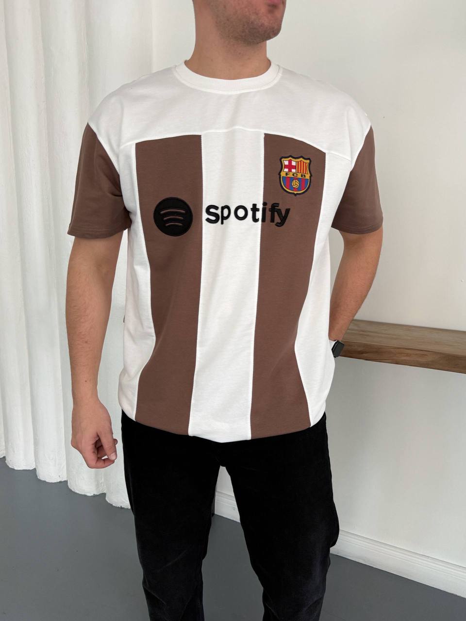 Sptfy Barça Kahverengi Beyaz Oversize T-shirt 6
