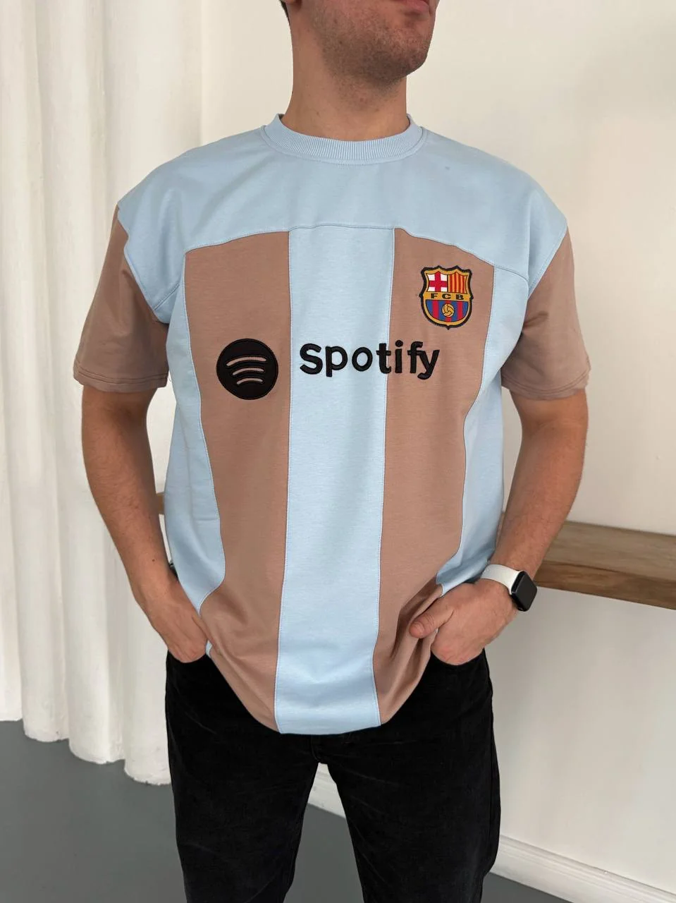 Sptfy Barça Mavi Krem Oversize T-shirt