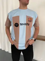 Sptfy Barça Mavi Krem Oversize T-shirt 1