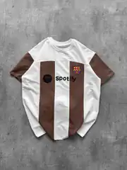Sptfy Barça Kahverengi Beyaz Oversize T-shirt 1
