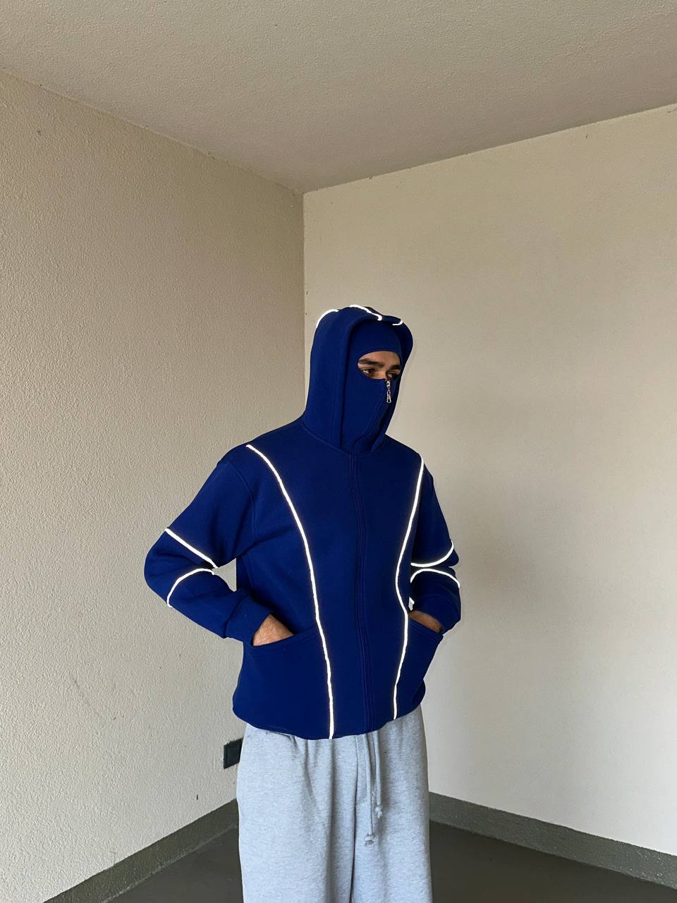 Reflektör Ninjazip Hoodie - Mavi