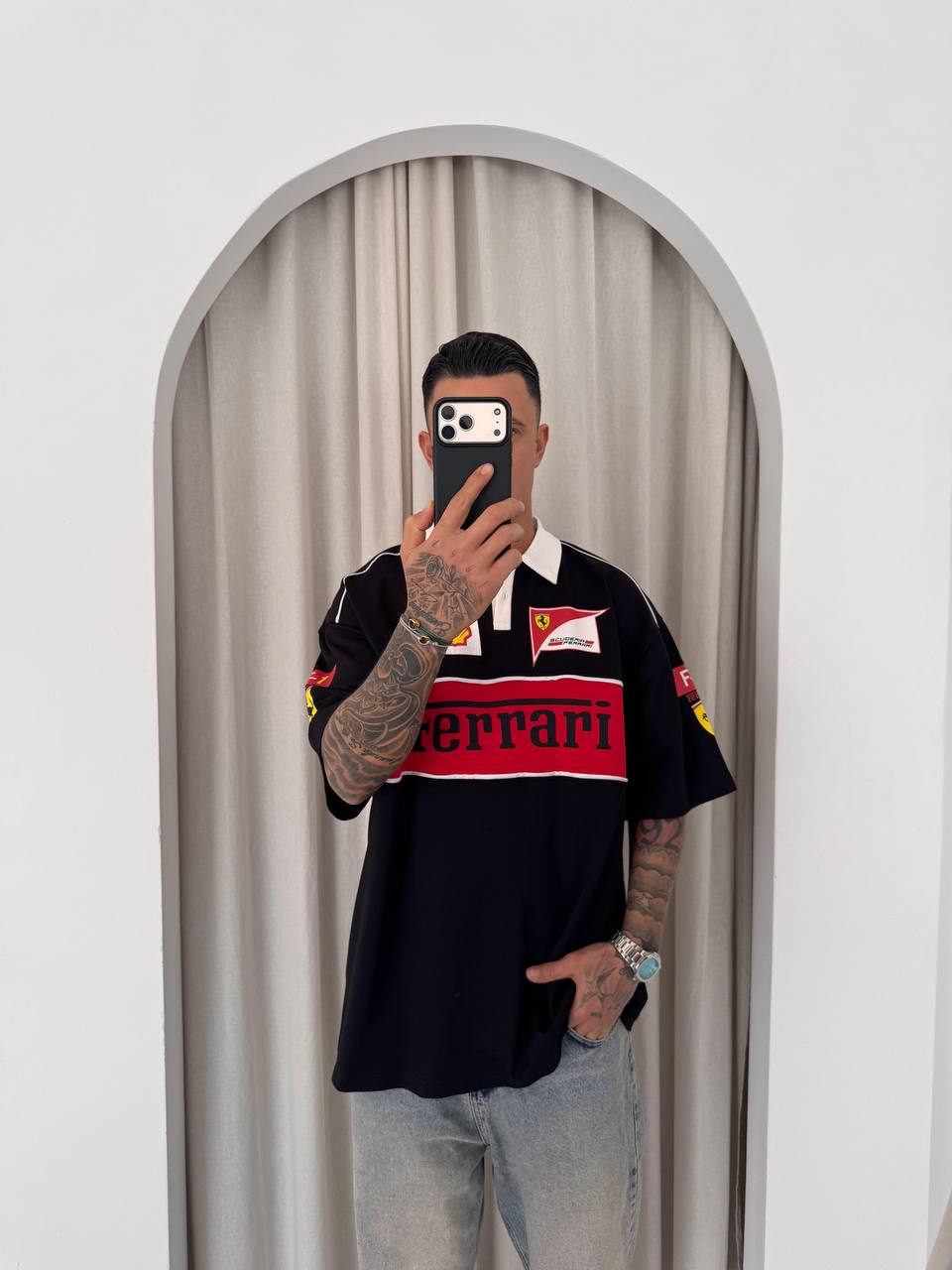 Ferrari Polo Yaka Oversize T-shirt 5