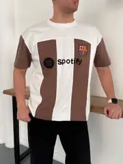 Sptfy Barça Kahverengi Beyaz Oversize T-shirt 3